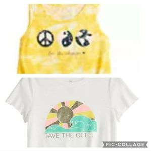 2 lot NWT SO Girls Sequin Side Cinch Tank Top & Save the Ocean Tee  Size 14 Plus